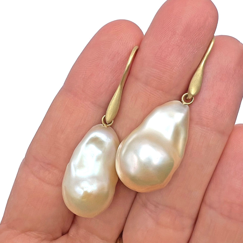 Thumbnail: Baroque Pearl Long drop earrings 18k yellow gold
