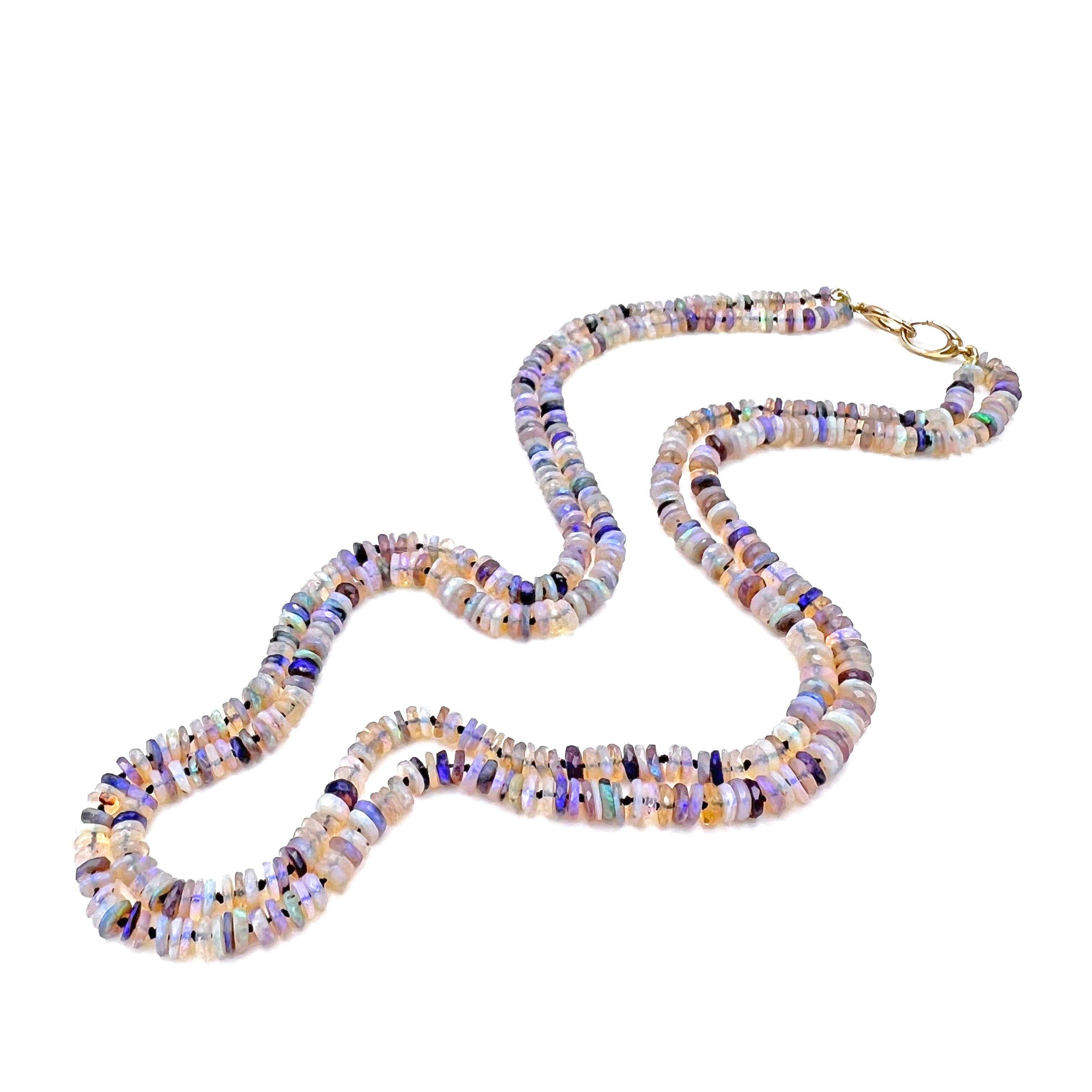 Double Strand Australian Opal Candy Necklace 14k yellow gold