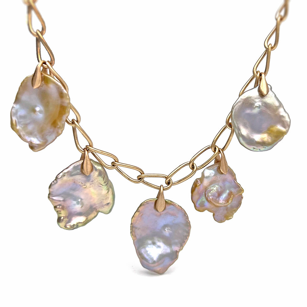 Dangling Petal Pearl Necklace | 14k Rose Gold