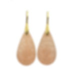 Carved Peach Moonstone Drop Earrings in 18k Recycled Yellow Gold