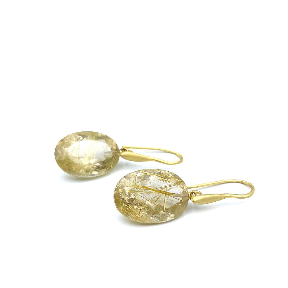 Oval Brilliant Rutilated Quartz Earrings in 18k Recycled Yellow Gold