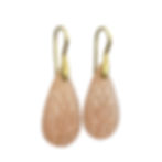 Carved Peach Moonstone Drop Earrings in 18k Recycled Yellow Gold