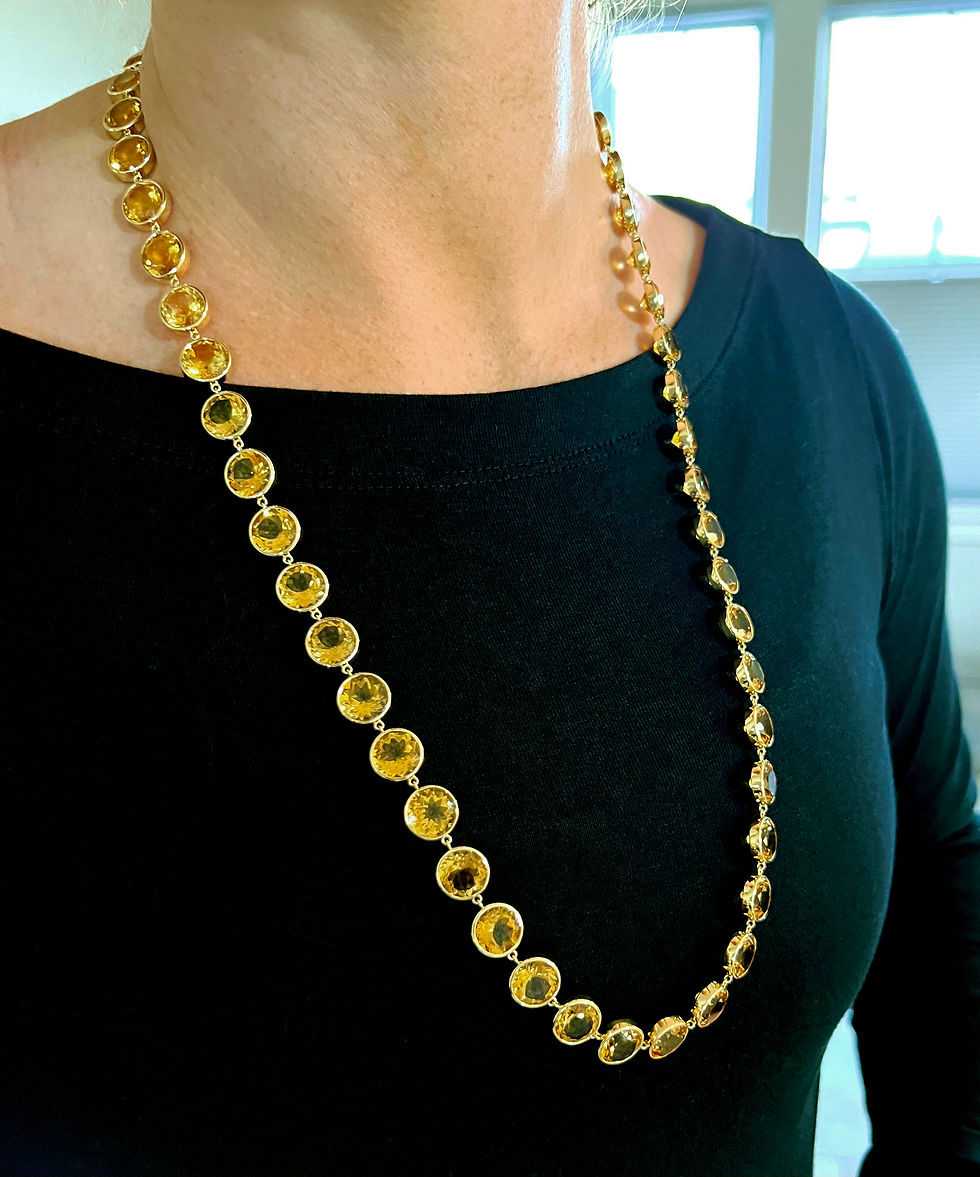 10mm Custom Cut Citrine Chain Necklace in 18k