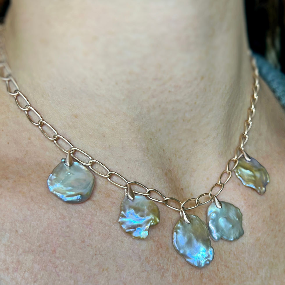 Thumbnail: Dangling Petal Pearl Necklace | 14k Rose Gold