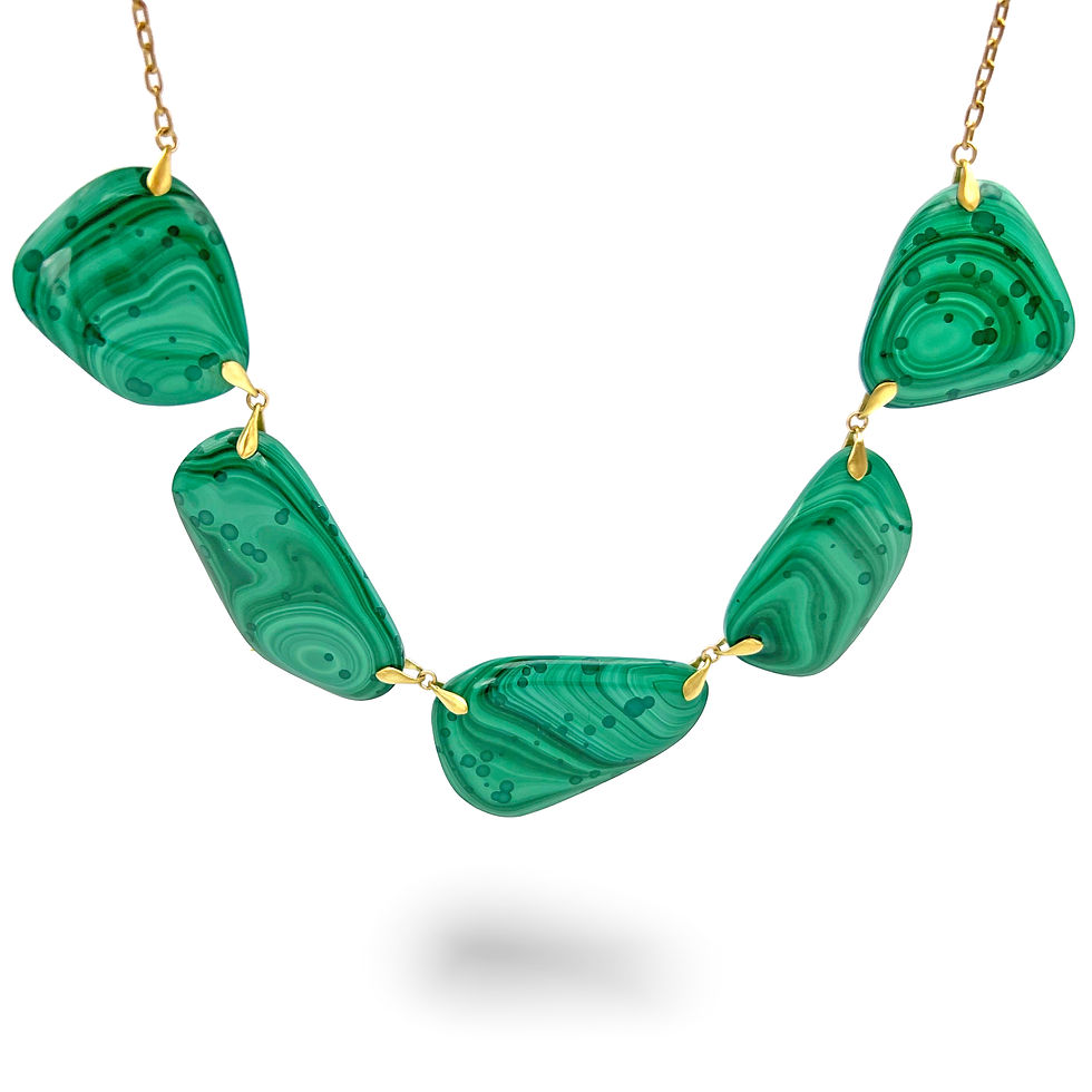 Thumbnail: Speckled Malachite Collar Necklace in 18k Gold