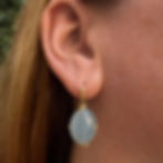 Aquamarine Oval Cab Frame Earrings in 18kg