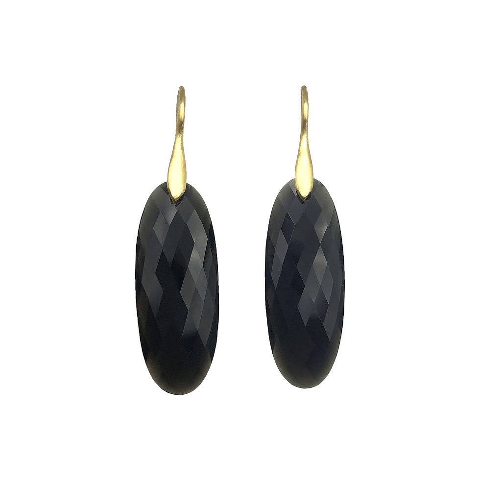 Black Onyx Oval Drop Earrings in 18k Recycled Yellow Gold
