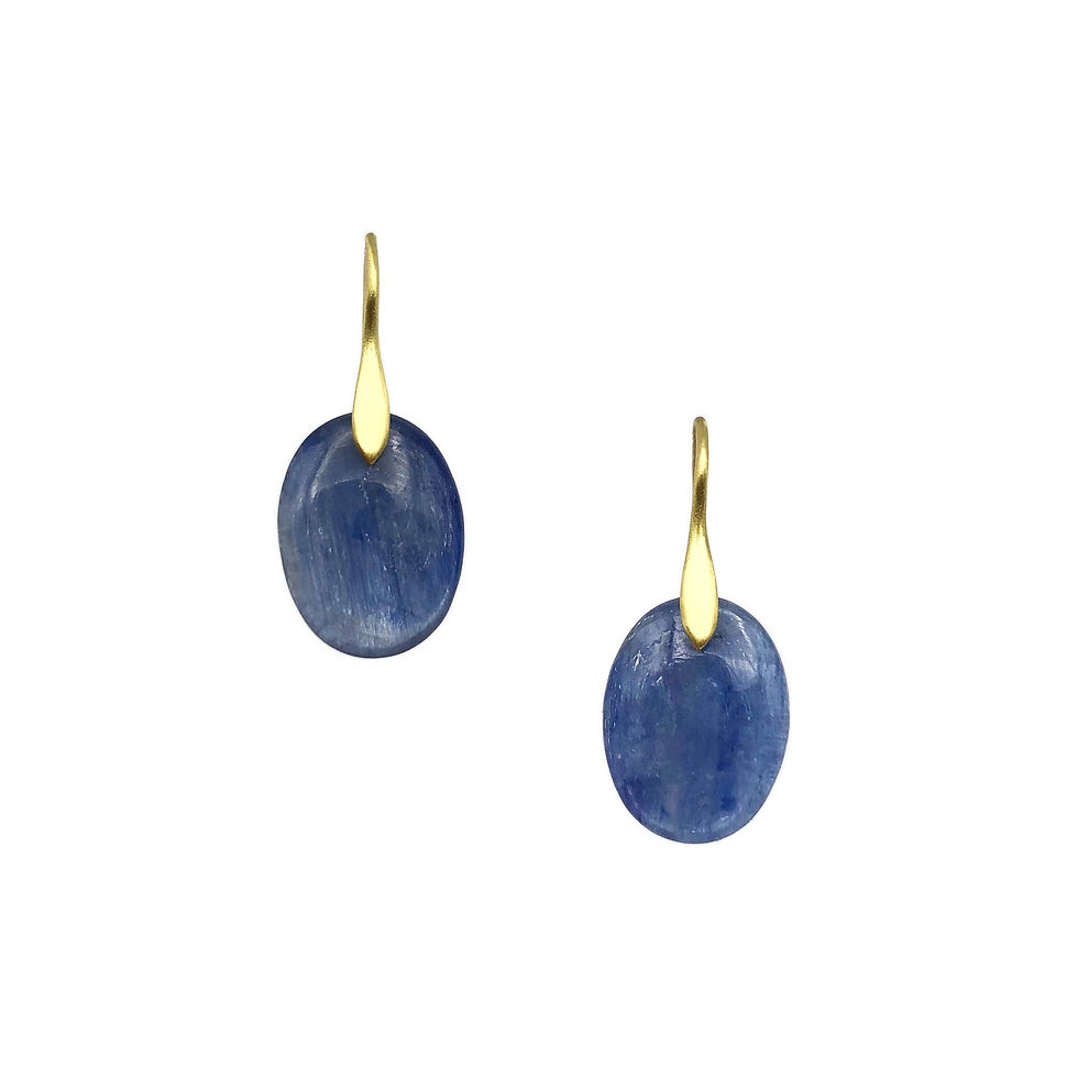 Kyanite Oval Earrings in 18k Recycled Yellow Gold