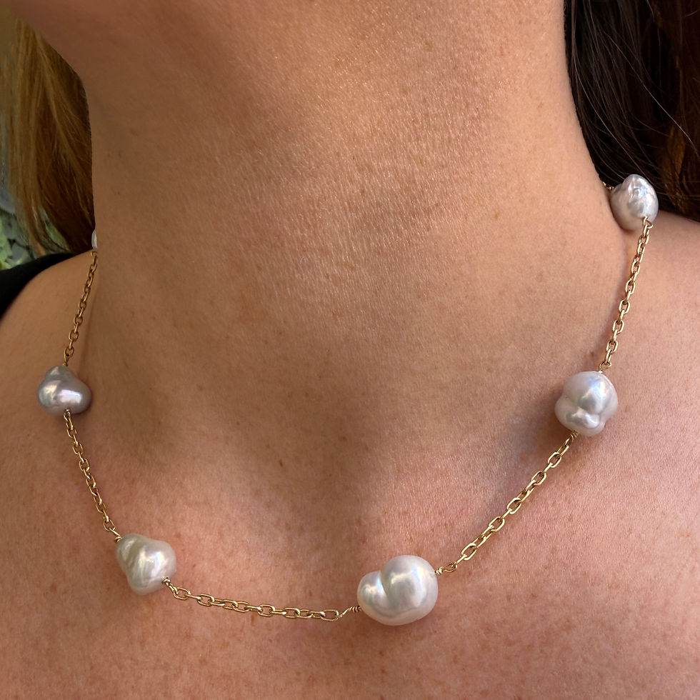 Thumbnail: Baroque Akoya Pearl Station Necklace 18kyg