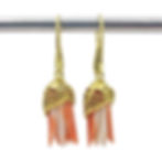 Carved Antique Coral Hibiscus Earrings in 18kyg