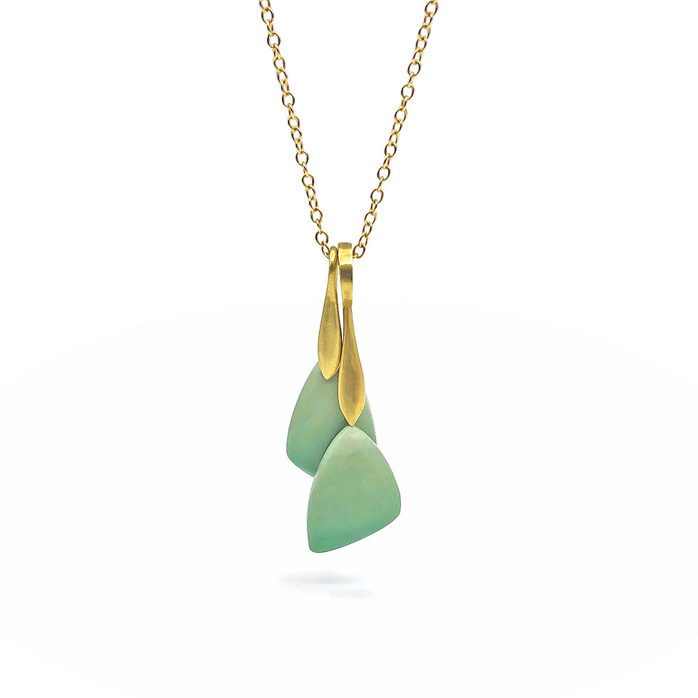 Fossilized Opal Pendants Necklace in 18k Yellow Gold