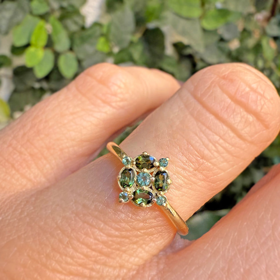 Thumbnail: Shanu Tile Ring with Green Tourmaline   |  18k Yellow Gold
