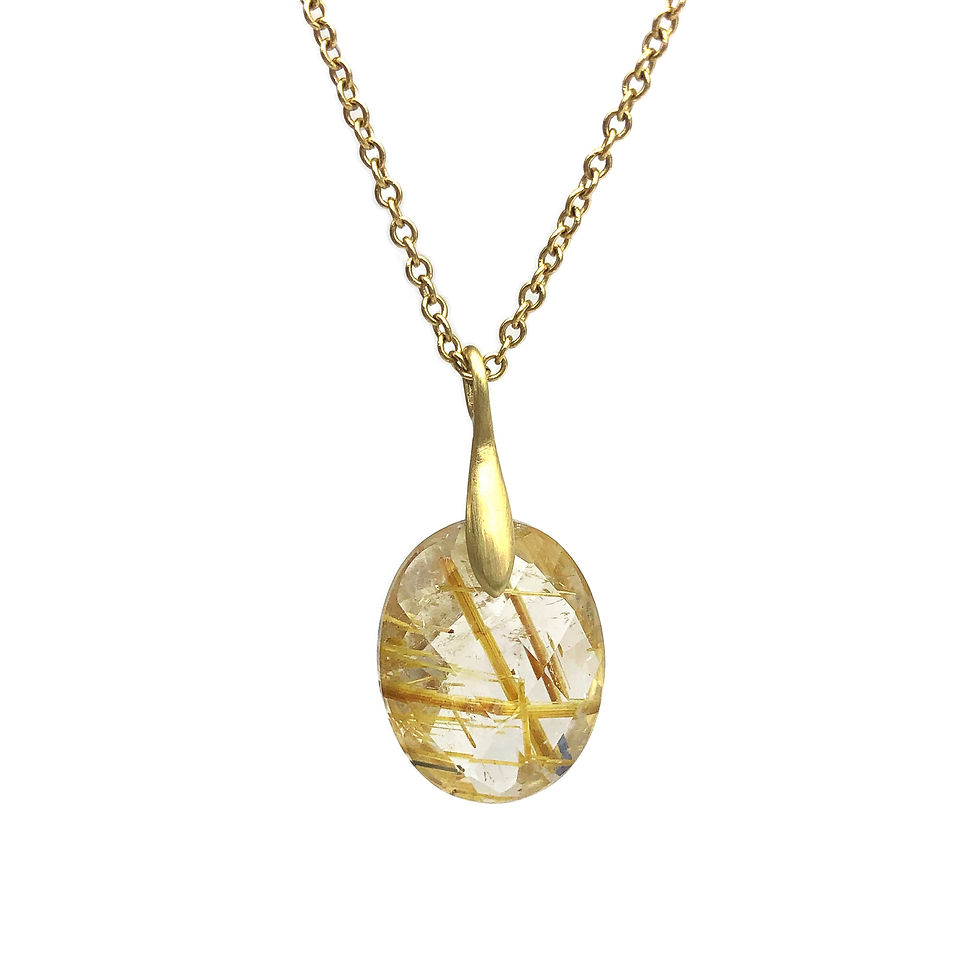 Rutilated Quartz Ribbon Pendant in 18k Recycled Yellow Gold