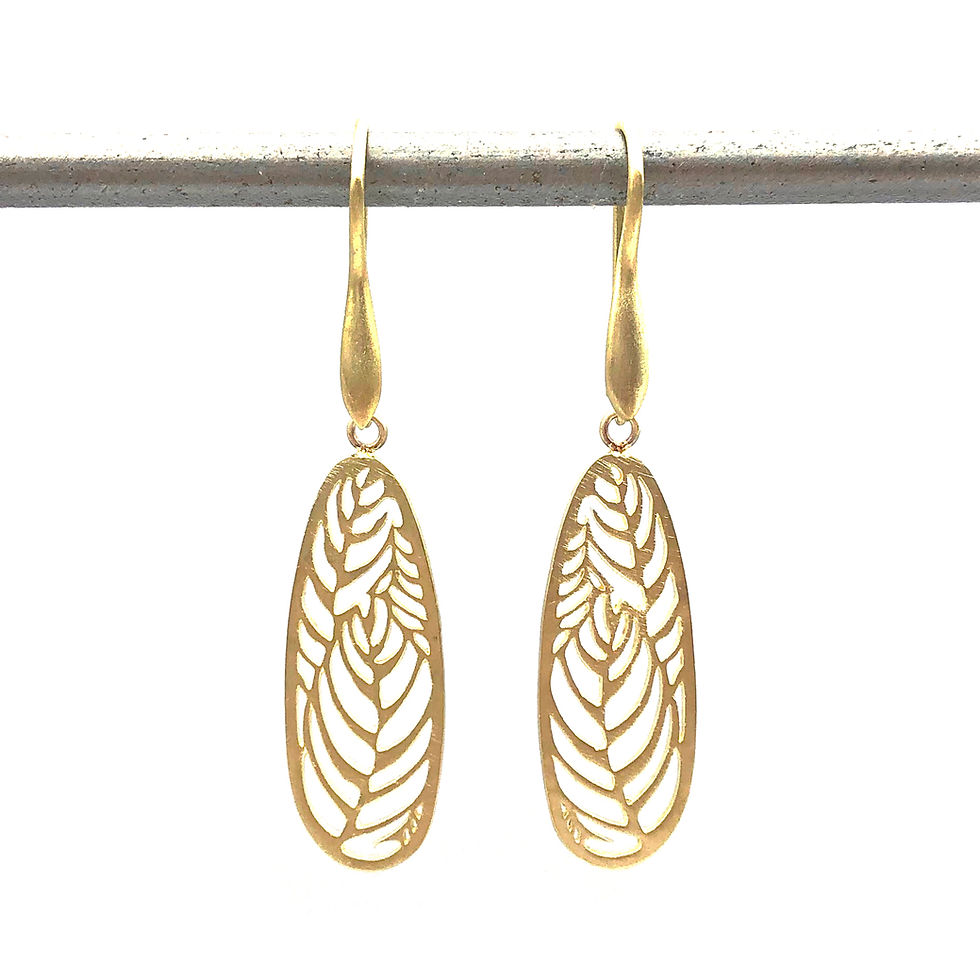 Thumbnail: Everyday Gold Dangle Leaf Cut-Out Earrings in 18k Recycled Yellow Gold