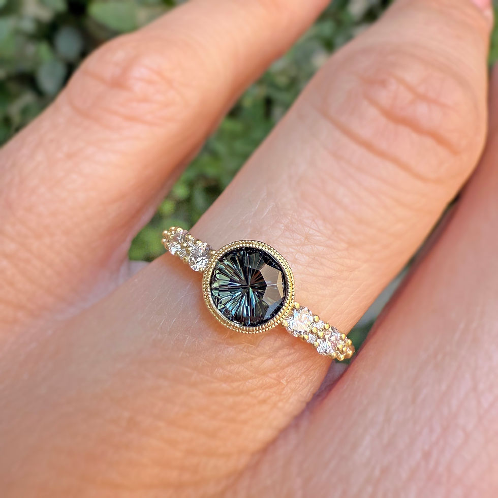 0.78 carat Starburst Australian Green Sapphire Westport Ring in 18k yellow gold
