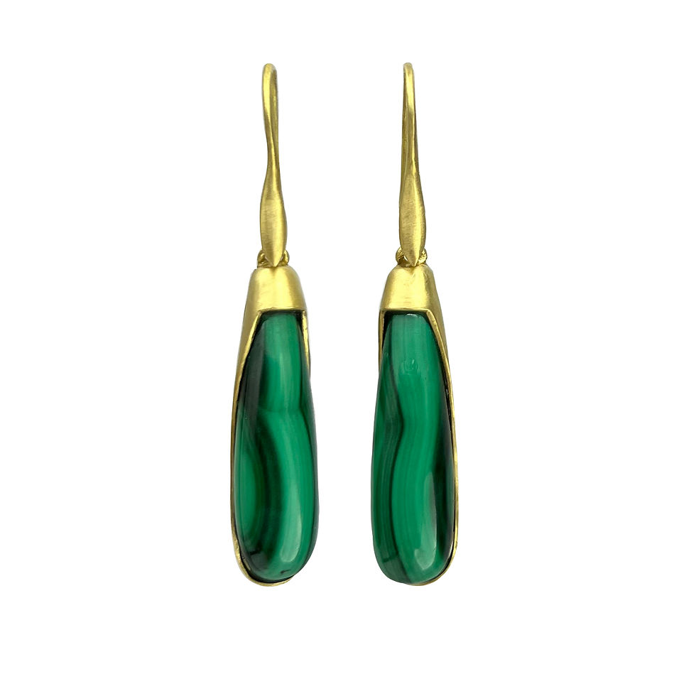 Jungle Malachite Briolette Earrings | 18k Recycled Yellow Gold