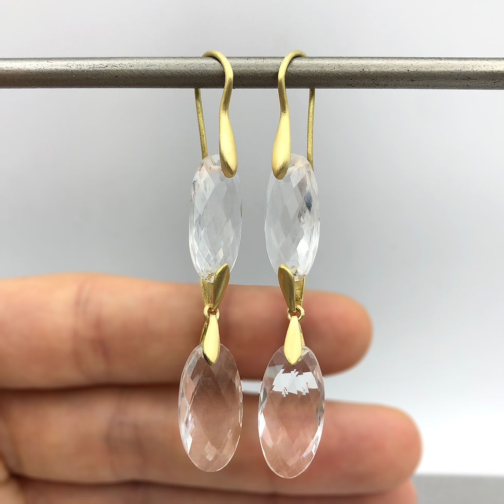 Thumbnail: Rock Crystal Double Drop Earrings in 18k Recycled Yellow Gold