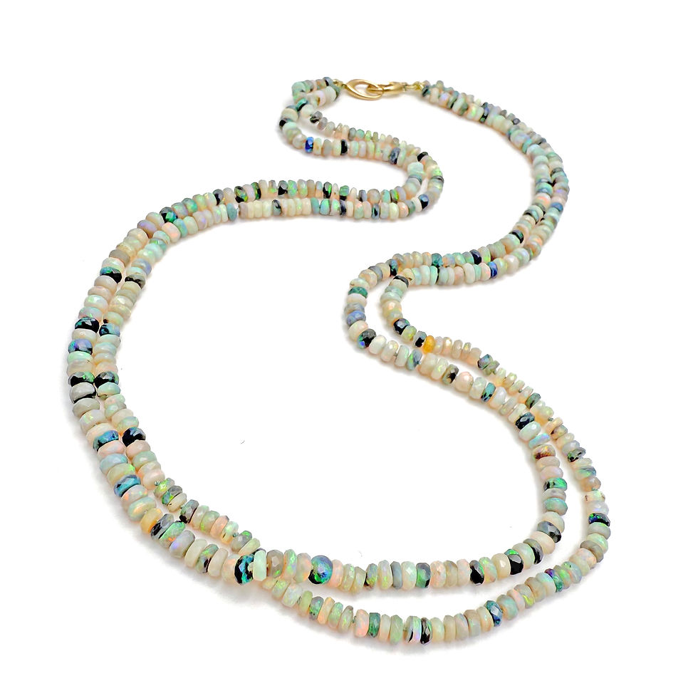 Thumbnail: Green Double Strand Australian Opal Candy Necklace