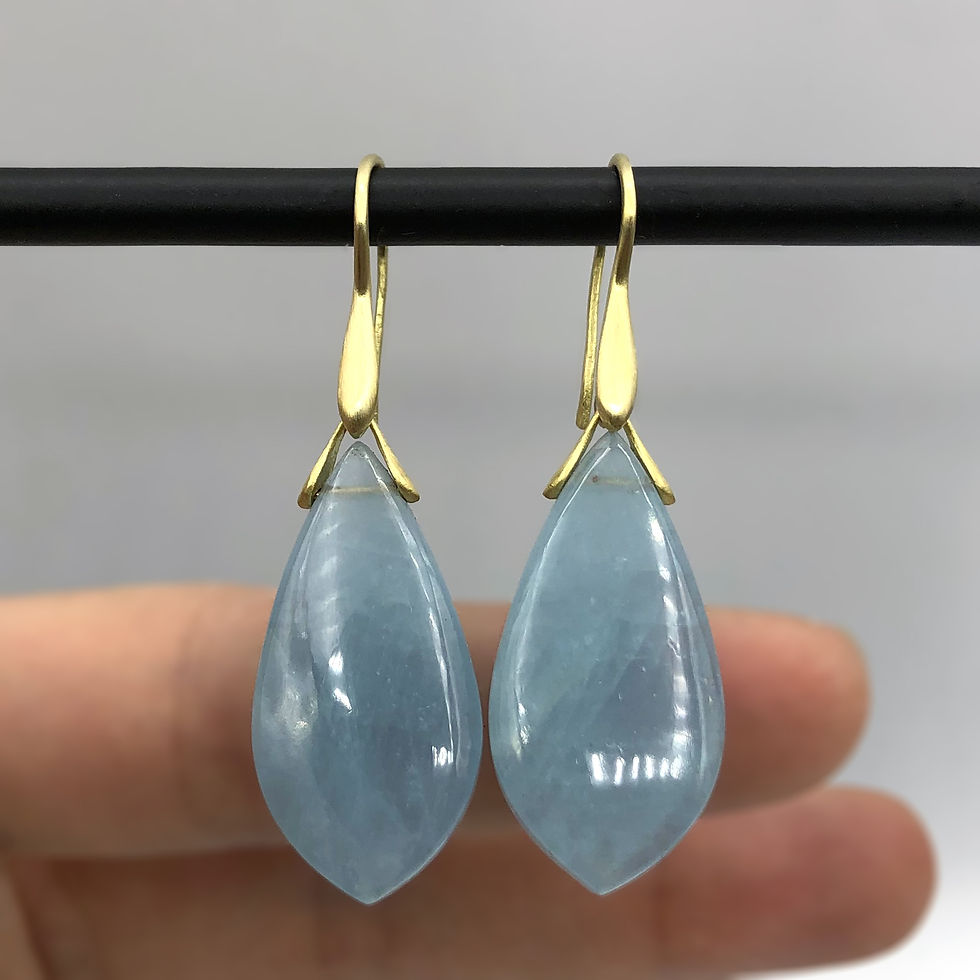 Thumbnail: Aquamarine Trapeze Dangle Earrings | 18k Recycled Yellow Gold