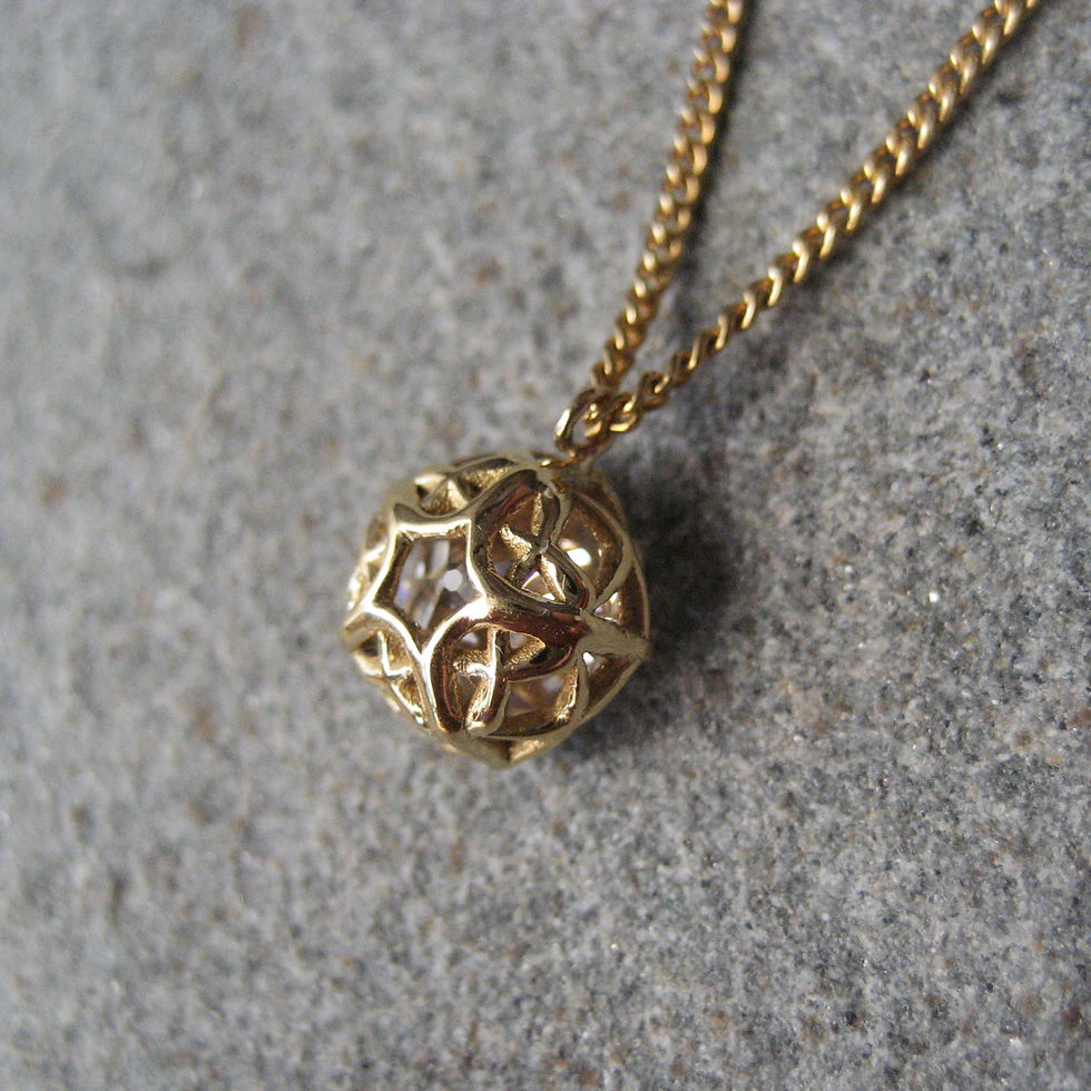 Bespoke Old European Cut Diamond Necklace with Ornate Basket and 5-Prong Setting in 18k Yellow Gold