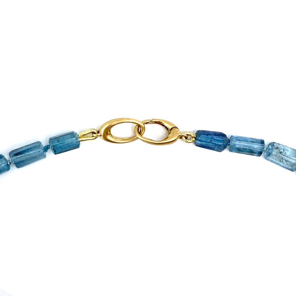 Thumbnail: Skinny Santa Maria Aquamarine Elongated Gem Candy Necklace with 14k Clasp