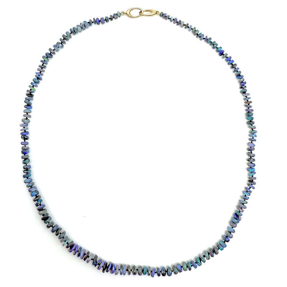 Thumbnail: Skinny Blue Australian Opal Necklace with 14k Yellow Gold Clasp