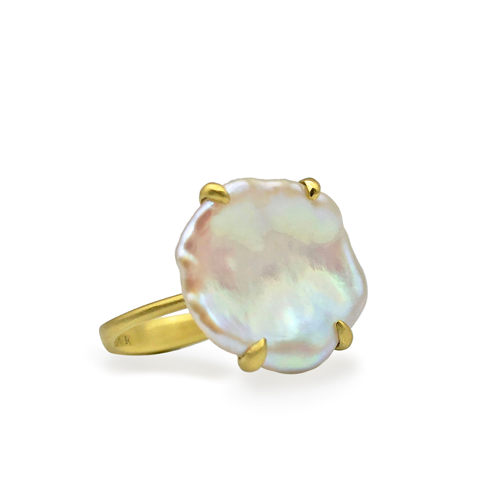 Pearl Coin Ring in 18k Recycled Yellow Gold
