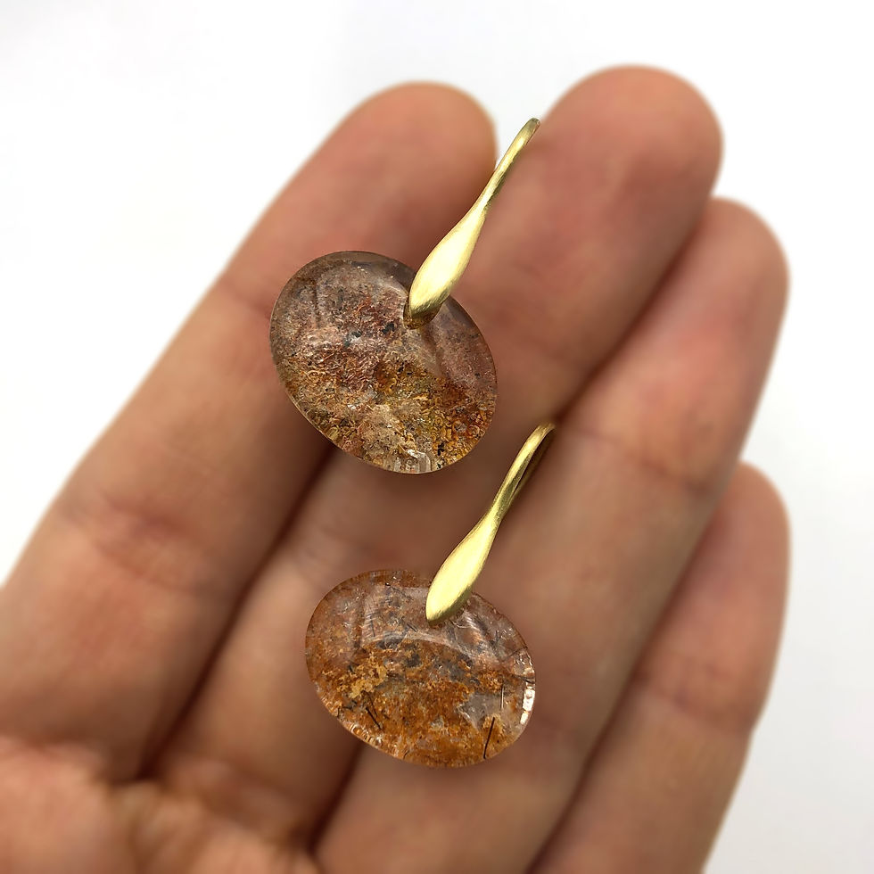 Thumbnail: Lodalite Horizontal Oval Earrings in 18k Recycled Yellow Gold