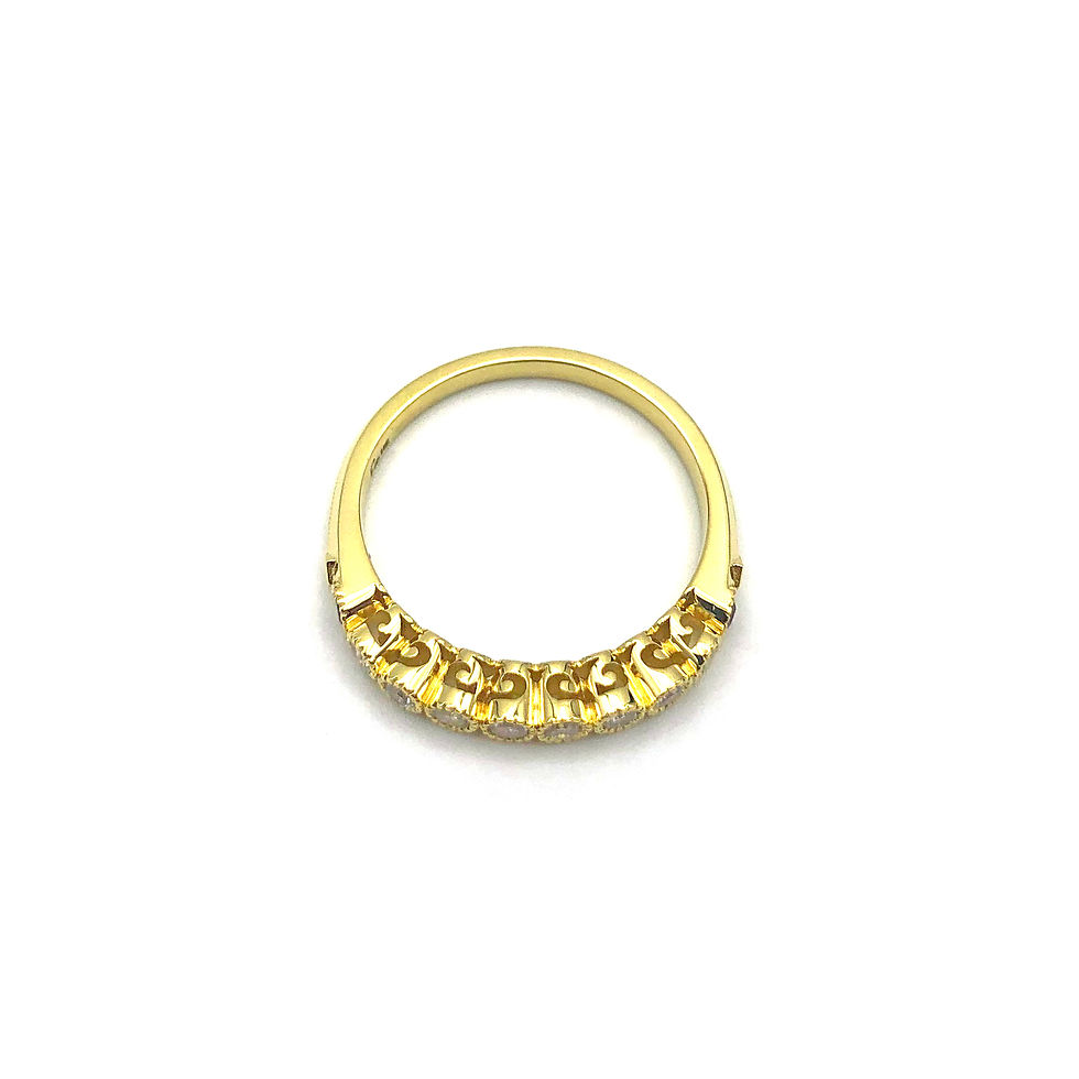 Thumbnail: Bespoke Diamond Band with Ruby, Milgrain, and Cutout Detail, Heirloom Jewelry Redesign