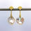 Thumbnail: Pink Keshi Pearl Dangle Earring in 18k Recycled Yellow Gold with Stud, Modern Pearl Earring