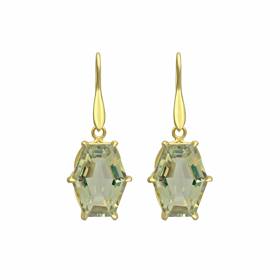 Prasiolite (Green Amethyst) Jungle Earrings in 18k Recycled Yellow Gold