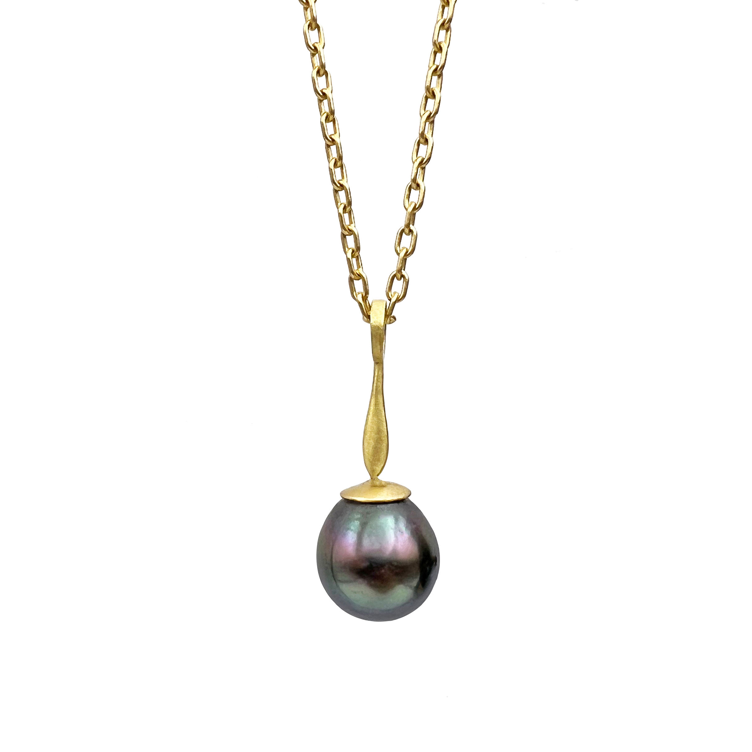 Black Tahitian Pearl Pendant | 18k Yellow Gold | 15mm Pearl