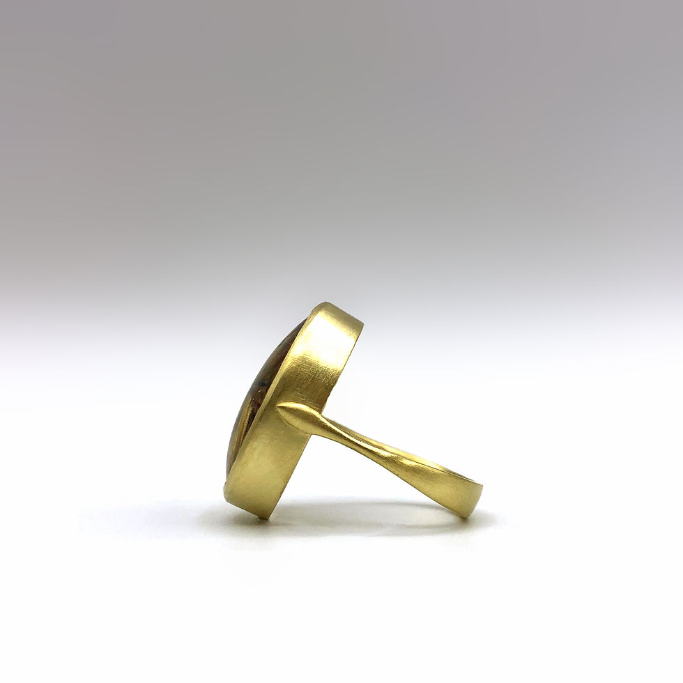 Thumbnail: Large Oval Star Rutilated Quartz Ring in 18k Recycled Yellow Gold