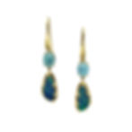 Amazon Collection Striped Australian Opal & Blue Tourmaline Earrings in 18k Recycled Yellow Gold with Leaf Detail Cutout