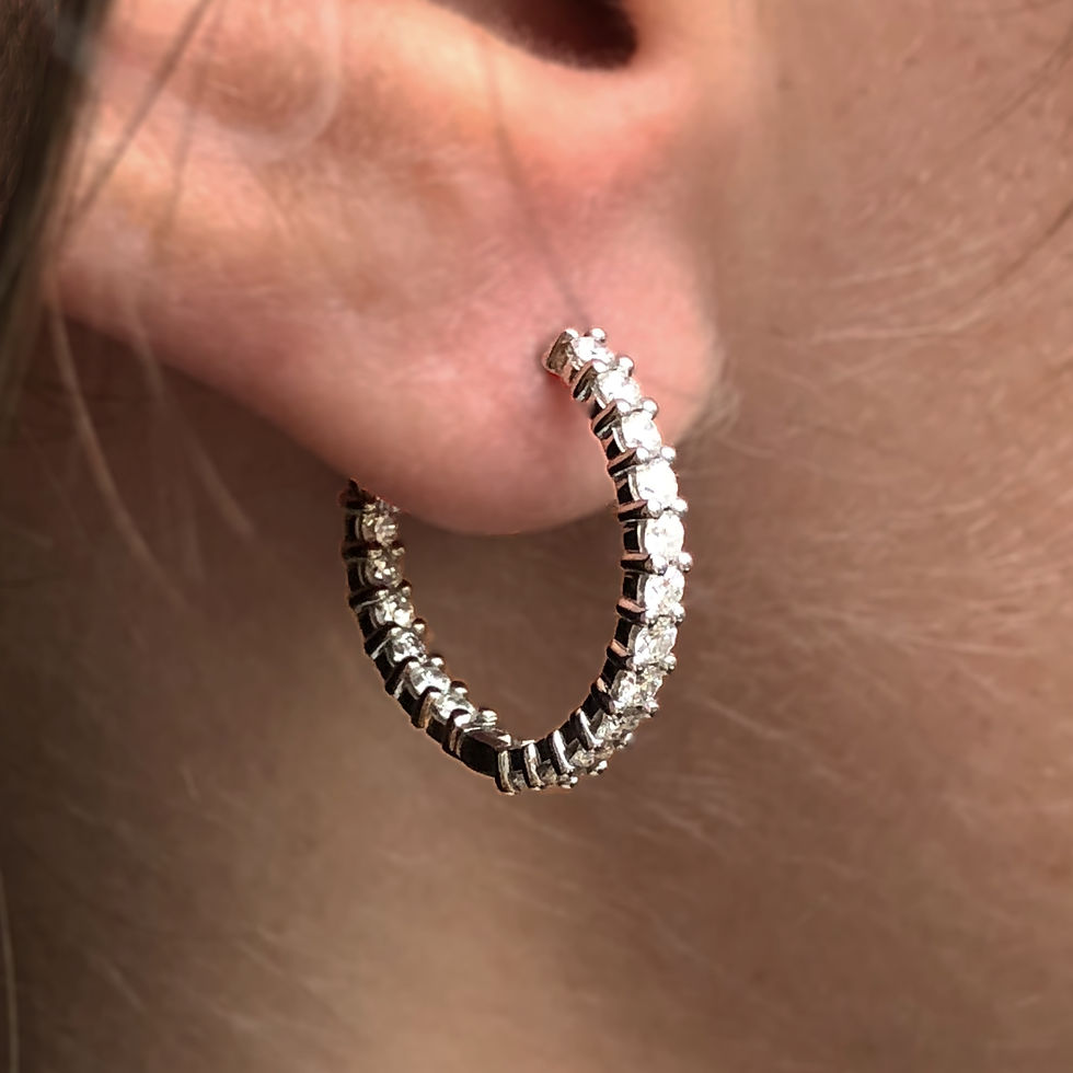 Custom Inside-Out Diamond Hoop Earring in Gold; Diamond Huggie Earring