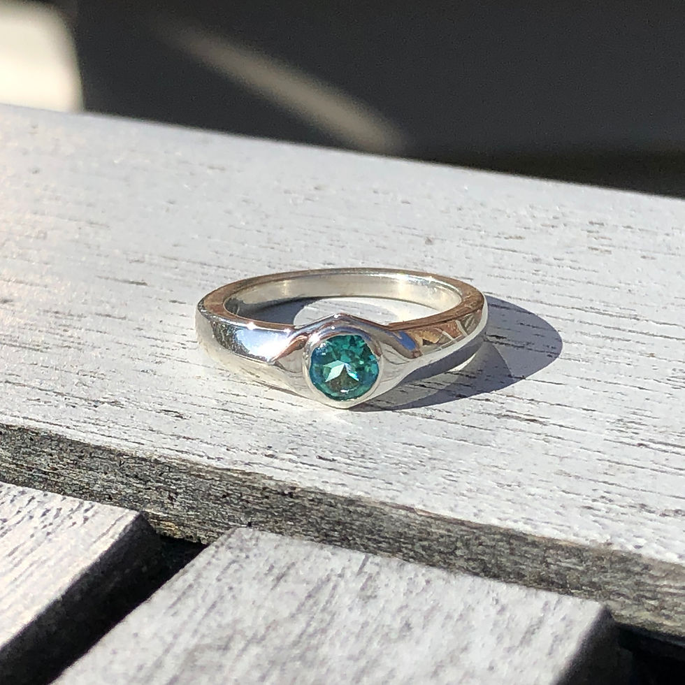Custom Blue Tourmaline Signet Ring in Sterling Silver