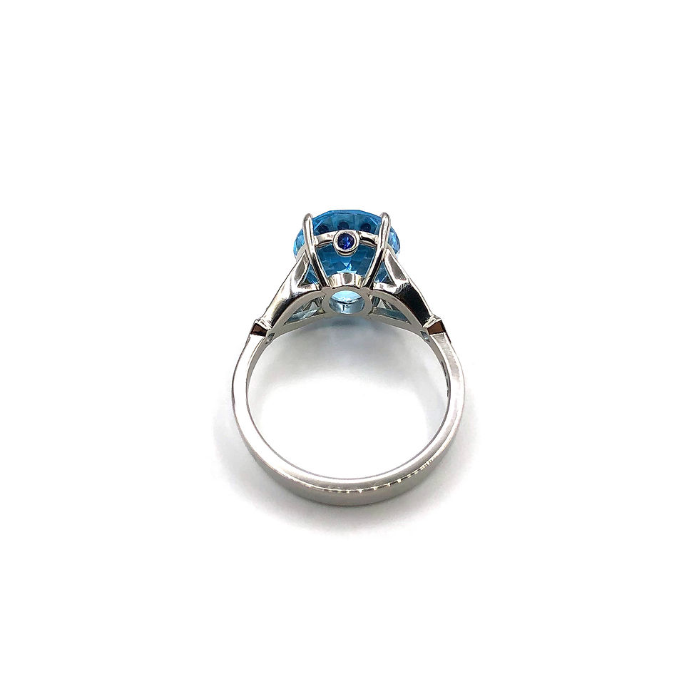 Thumbnail: Aquamarine and Sapphire Custom Ring in Platinum