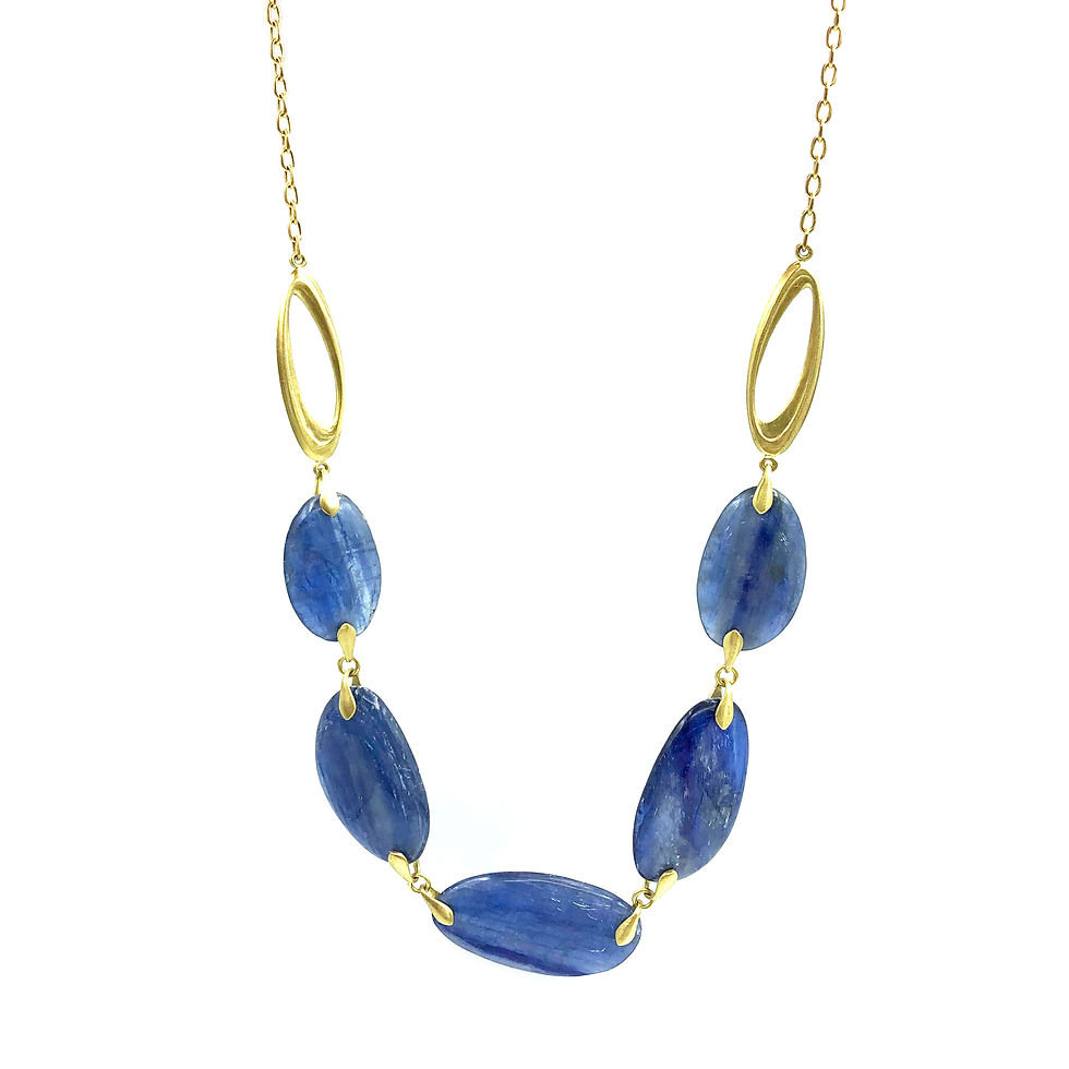 Thumbnail: Blue Kyanite Ovals Necklace | 18k Recycled Yellow Gold | 16 in