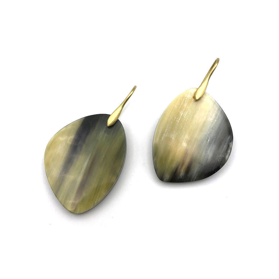 Thumbnail: Water Buffalo Horn Earrings in 18k Recycled Yellow Gold