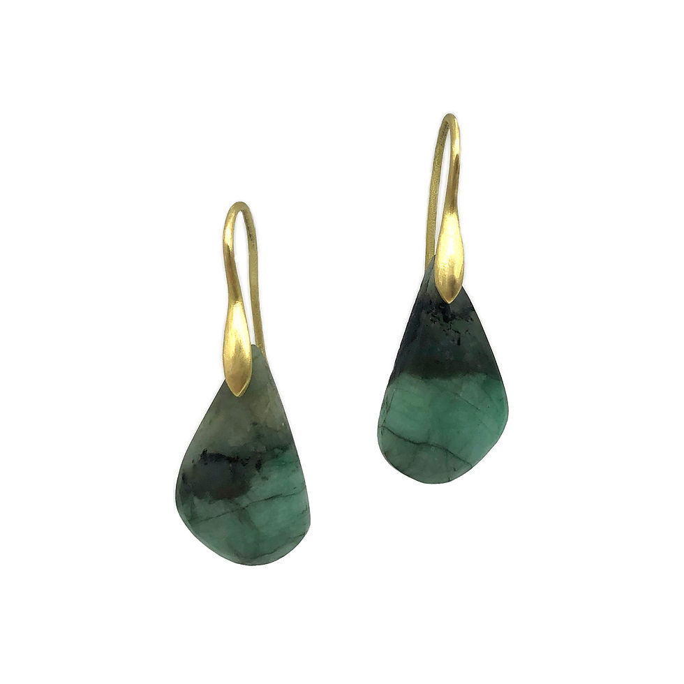 Emerald in Matrix Earrings in 18k Recycled Yellow Gold