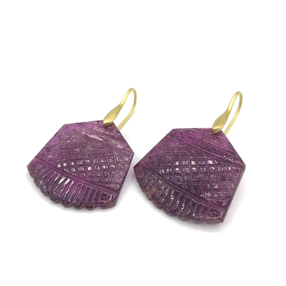 Carved Tourmaline Earrings in 18k Yellow Gold