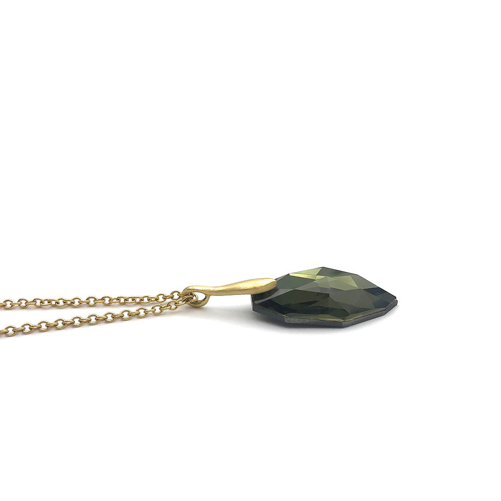 Hematite and Quartz Doublet Pendant in 18k Recycled Yellow Gold