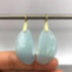 Blue Chalcedony Half-Circle Earrings in 18k Recycled Yellow Gold