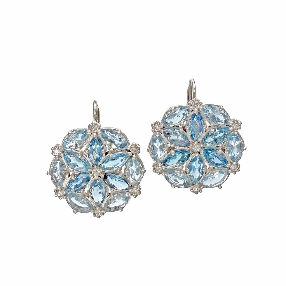 Thumbnail: Aquamarine and Diamond Platinum Bloom Earrings