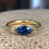 Thumbnail: Custom Oval Sapphire Ring with Tapered Baguettes