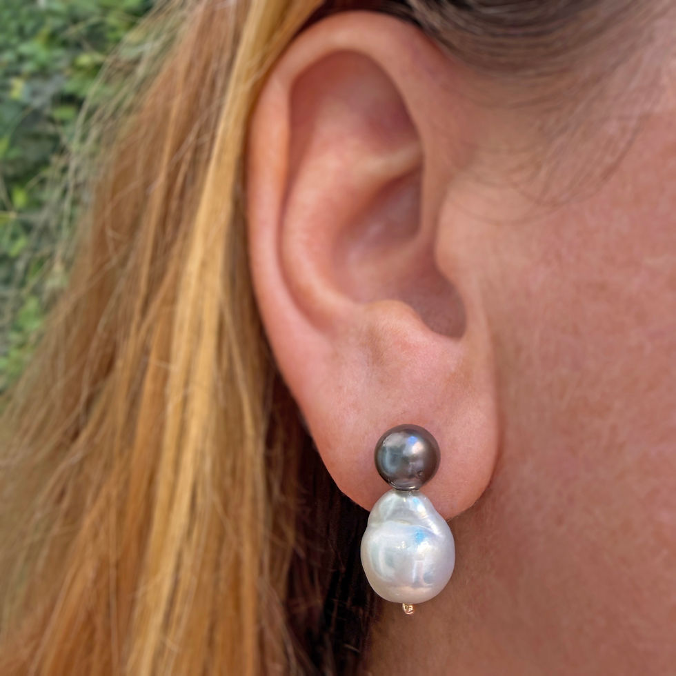 Thumbnail: Baroque Akoya Pearl and Tahitian Pearl Earrings