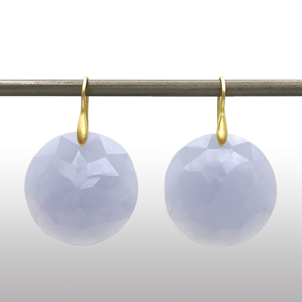 Blue Chalcedony Circle Earrings in 18k Recycled Yellow Gold