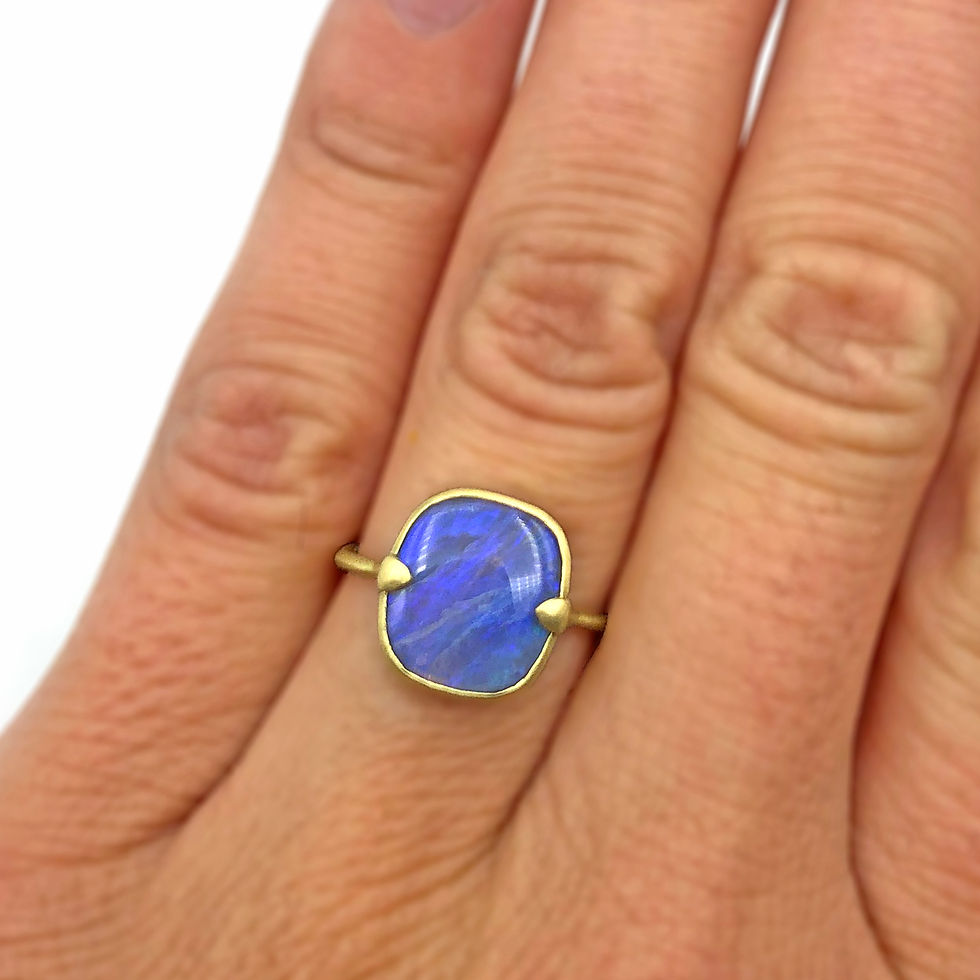 Thumbnail: Amazon Collection Square Australian Blue Opal Ring in 18k Recycled Yellow Gold