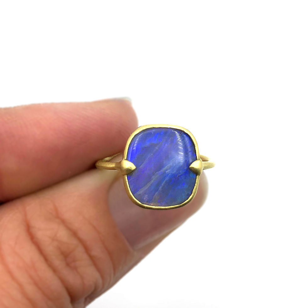 Thumbnail: Amazon Collection Square Australian Blue Opal Ring in 18k Recycled Yellow Gold