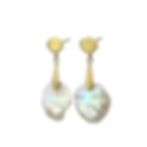 Pink Keshi Pearl Dangle Earring in 18k Recycled Yellow Gold with Stud, Modern Pearl Earring